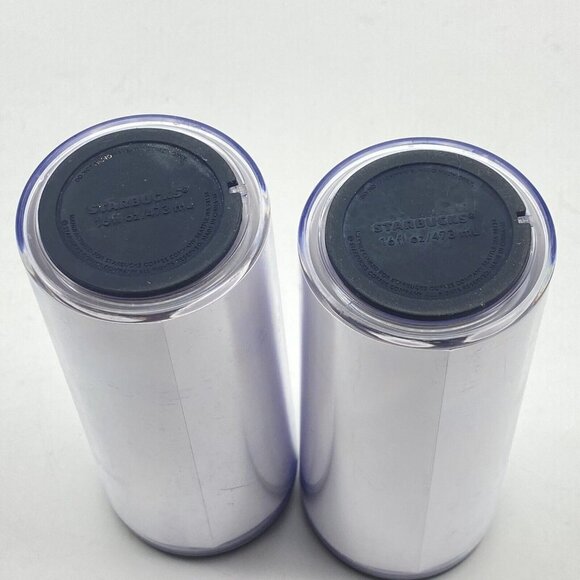 Starbucks Coffee Travel Tumbler Mug 16oz Flip‎ Top Lot of 2 Mermaid Spellout - Picture 14 of 14